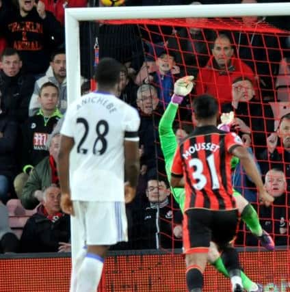 Jordan Pickford makes his wonder save late on at Bournemouth. Picture by Frank Reid