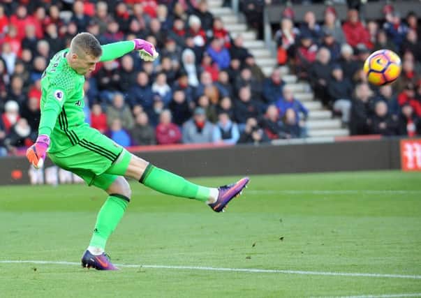 Jordan Pickford in action in the win at Bournemouth. Picture by FRANK REID