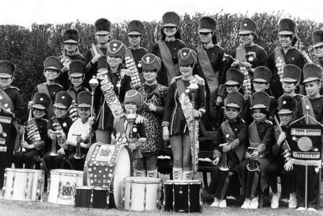 The Starliners  troupe around 1981. Sharon is in the middle row, four in from the left.