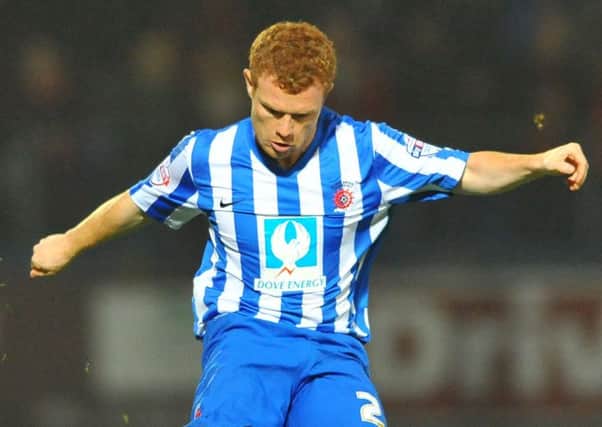 Notts County striker Adam Campbell in action for Hartlepool United during a previous loan spell