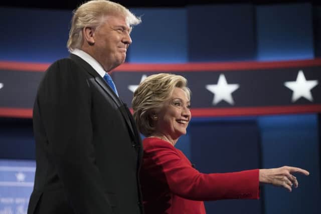 Democratic presidential candidate Hillary Clinton and Republican presidential candidate Donald Trump pictured during the first presidential debate at Hofstra University in Hempstead, N.Y.