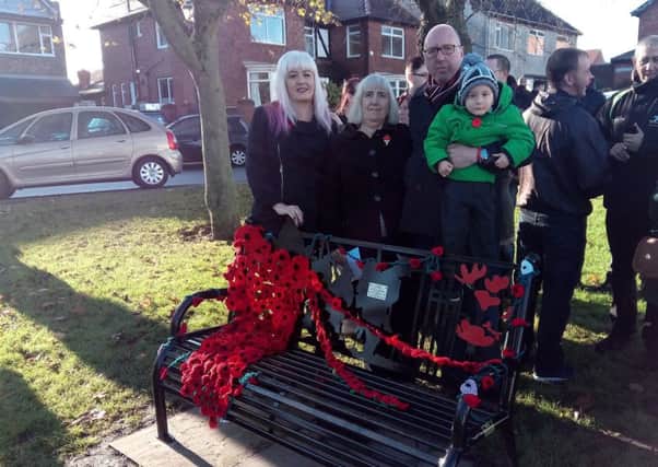 Cris Watson Hope, of Ryhope Community Spirit, with Joan Amer, Sgt Amer's mum, his uncle Jimmy Usher and three-year-old Issac Amer, the soldier's nephew.