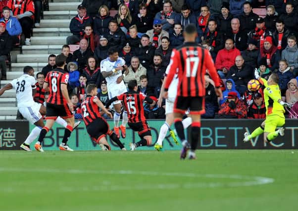 Victor Anichebe scores against Bournemouth as Sunderland came back from a goal down to win 2-1.