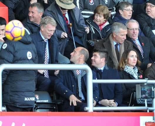David Moyes takes his seat in the stand against Bournemouth