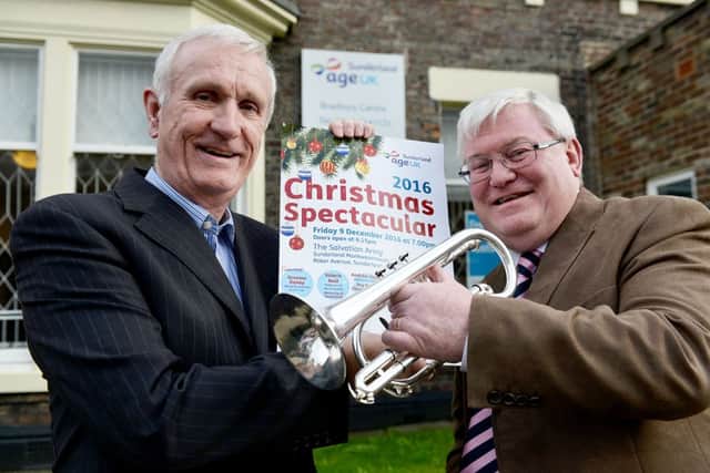 Director of the Sunderland branch of Age UK Sunderland Alan Patchett (left) along with fundraising volunteer Gordon Quinn at the launch of this year's Christmas Spectacular to be held on Friday 9th December.  Picture by FRANK REID
