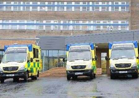 Ambulances outside Sunderland Royal Hospital's A&E department.