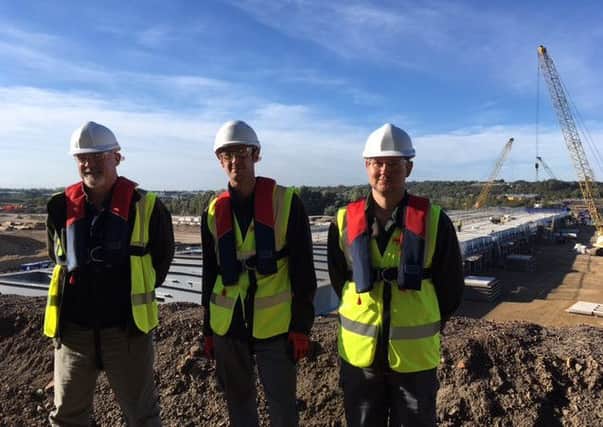 At the site of the New Wear Crossing, from left: Peter Nailon, Gareth Andrews and Paul Atkinson, of the Wear River Trust.