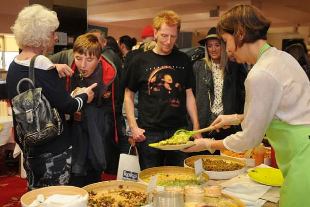 Dishes being served up at a previous vegan festival at the Stadium of Light.