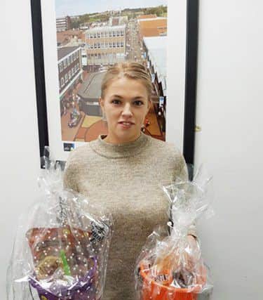 Nikki Croft with her Halloween prize.