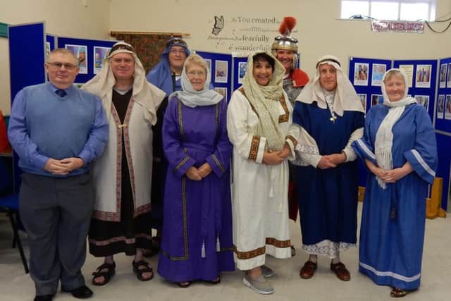 Cast of Bible Comes Alive, who performed at Hetton IM Church.