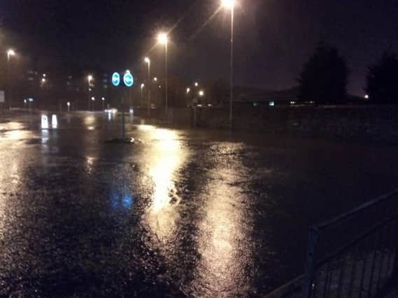 Flood water in Tyne Dock, South Shields.