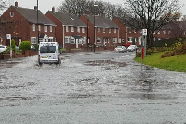 Springwell Church bus stop, in Sunderland, suffers flooding. Sent in by Alan P Thompson
