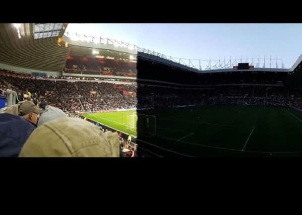 The panoramic photograph taken by Harry Bailey at the moment the lights failed at Sunderland's game against Hull City.
