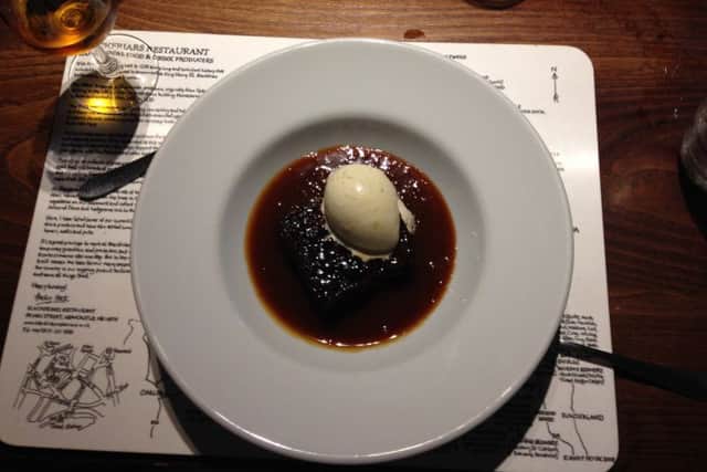 Sticky toffee pudding was light but sweet.