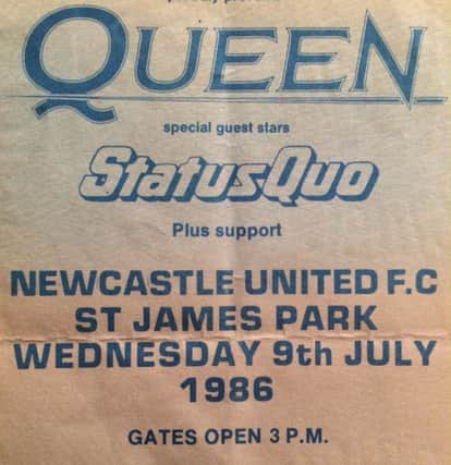 A Queen ticket for the 1986 concert.