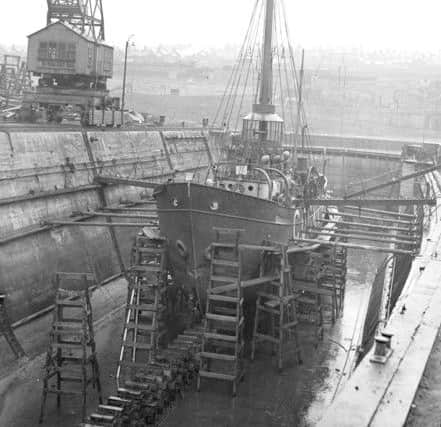 Cockle lightship in Deptford Dry Dock in 1939.