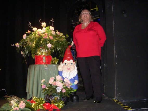 Pam Alexander with her demonstration Tis The Season at Sunderland Floral Art Clubs meeting