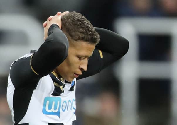 Dwight Gayle rues a missed chance in Newcastle's Championship defeat to Blackburn