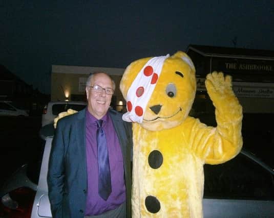 Coun Michael Dixon and Pudsey at the Children in Need event.