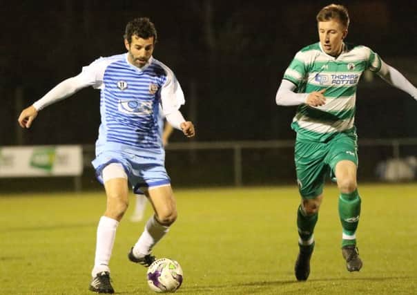 Ex-Sunderland star Julio Arca (left) in action for South Shields at West Allotment last night. Picture by Peter Talbot