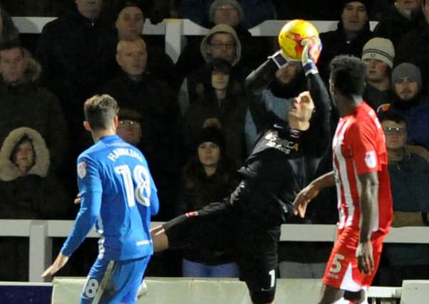 Trevor Carson makes an easy catch in Pools' recent win over Accrington Stanley
