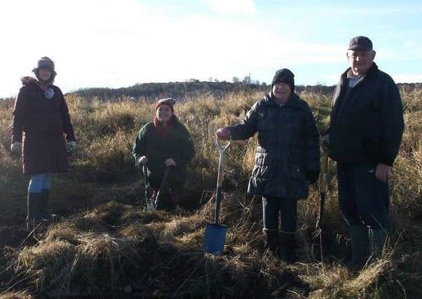 Volunteers building a Hibernacula, a toad house for the winter, at Easington Local Nature Reserve.