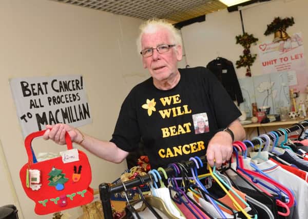 Lung cancer sufferer Roger Morrison's charity stall.