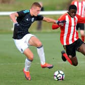 Ben Kimpioka battles for Sunderland in today's Under-18 Premier League draw with West Brom. Picture by Tim Richardson