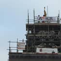 Terpsichore being put into place on the Sunderland Empire roof.
