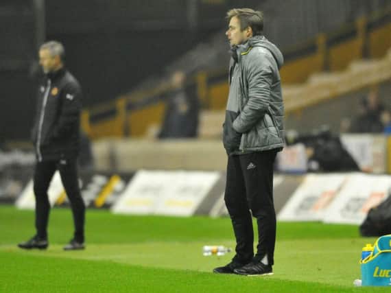 Robbie Stockdale watches on at Molineux.