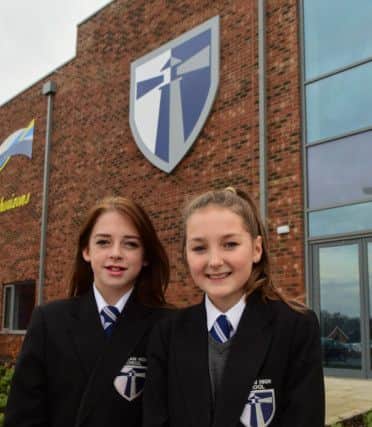 Seaham High School students Amie Hall (left) and Maddison Pybus, who rescued a elederly man who had fallen onto the road on Stockton Road, Seaham