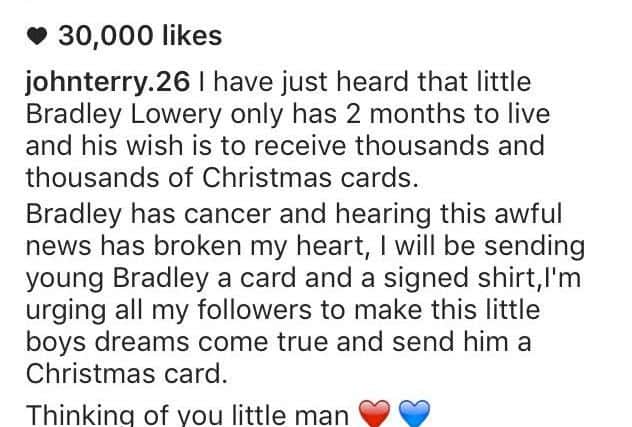 John Terry's Instagram post.