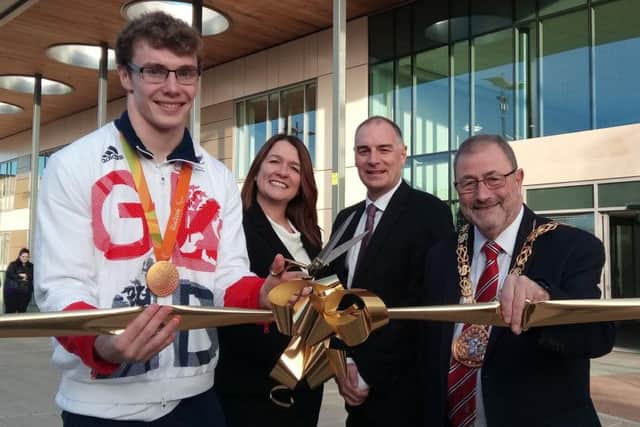 Paralympic swimming champion Matt Wylie officially opens the new City Campus at Sunderland College.