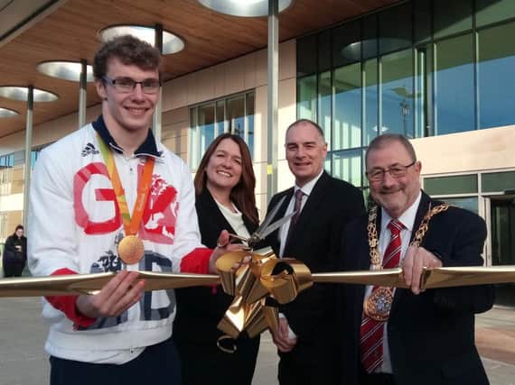 Paralympic swimming champion Matt Wylie officially opens the new City Campus at Sunderland College.
