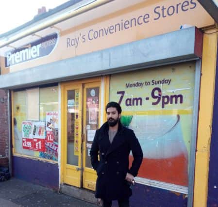 Usman Ali outside Ray's Convenience Store, in St Leonard's Street, Hendon, which was robbed on Saturday, December 10, 2016.