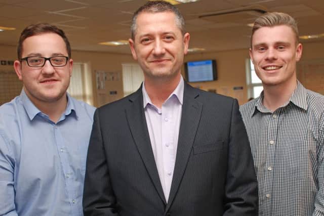 Mike Lever (centre) with Craig Grimes, left and Sam Gardner