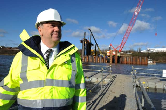 Sunderland City Council leader Coun Paul Watson visits the site of the new Wear Crossing at Pallion.