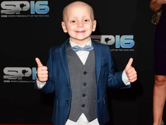 Star Guest Bradley Lowery during the red carpet arrivals for BBC Sports Personality of the Year 2016 at The Vox at Resorts World Birmingham. Credit: Ian West/PA Wire