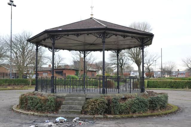 Poppy wreaths from the Silksworth Park War Memorial have been burnt at the rear of the bandstand.