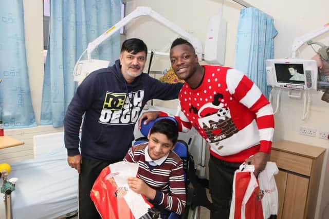 Lamine Kone meeting patients and their families at Sunderland Royal