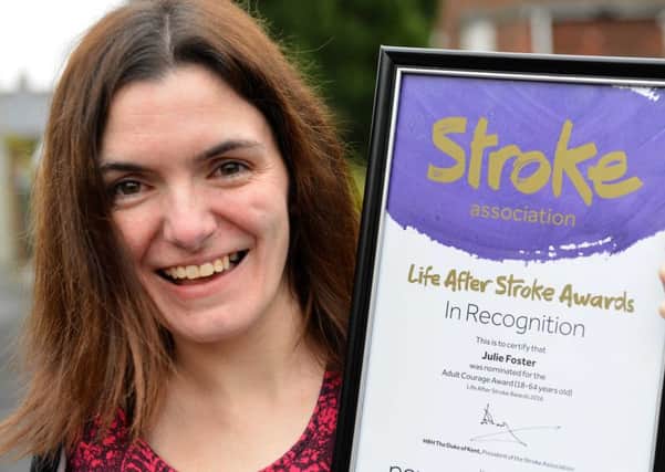 Julie Foster with her Highly Commended Life After Stroke Award.