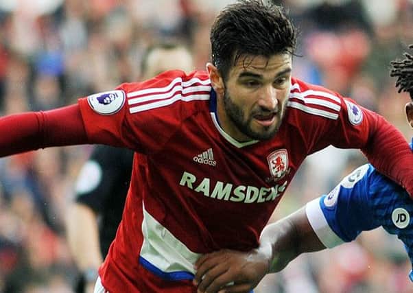 Boro's Antonio Barragan is suspended for the visit to Manchester United. Picture by Tom Collins