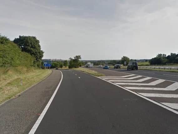 The A1M southbound slip-road at Junction 63. Picture from Google Images