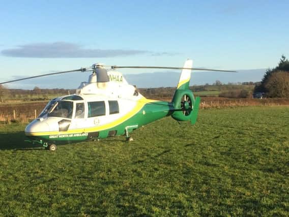 Air ambulance was called into action after a man fell from his bike