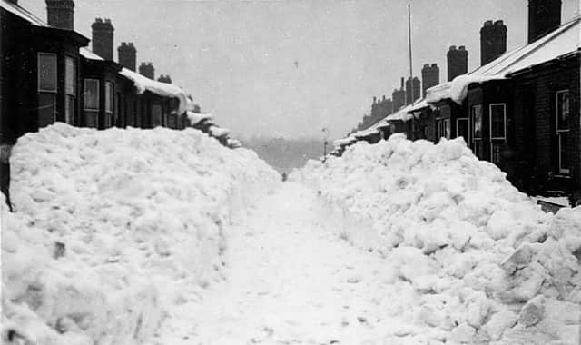 A street in Sunderland blocked by snow.