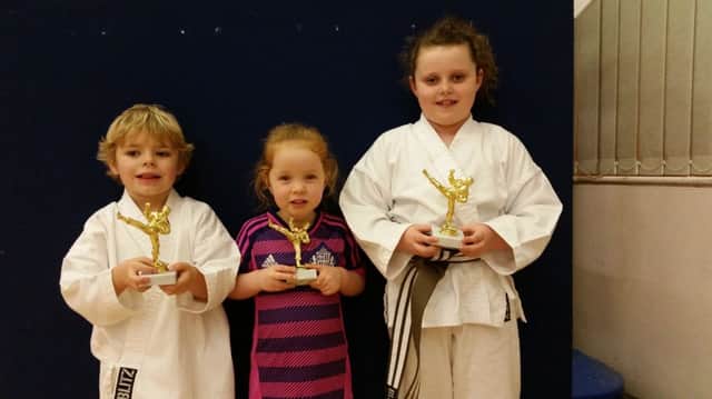 Three students of the year at Redby Karate Club.