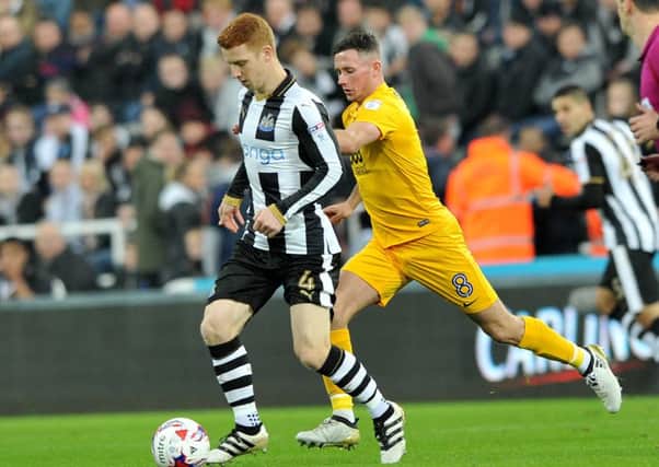 Newcastle's Jack Colback takes on Preston. Picture by Frank Reid
