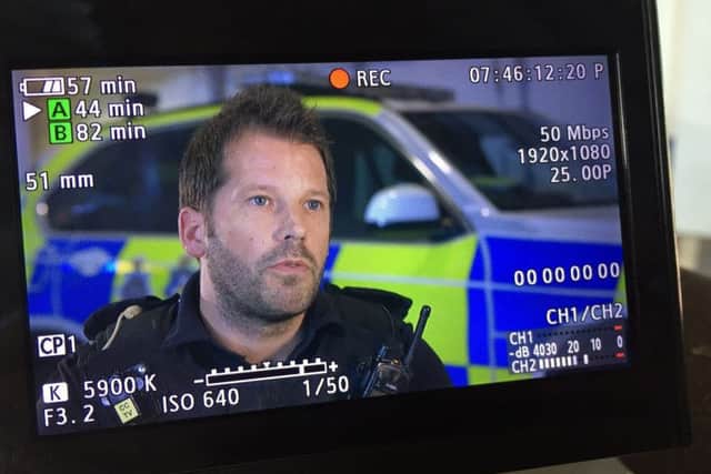 Sgt Kev Salter on screen filming for Police Interceptors.