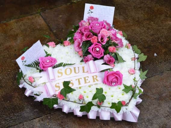 A floral tribute at the funeral of Amber Rose Cliff