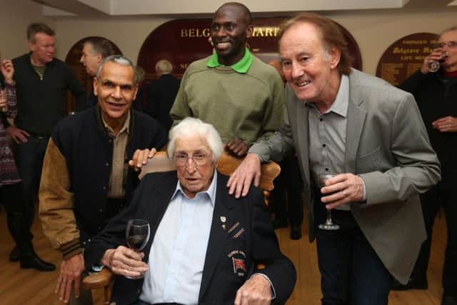 Britain's oldest living Olympian Bill Lucas celebrates his 100th birthday at Belgrave Harriers running club in Wimbledon, London. PA picture.